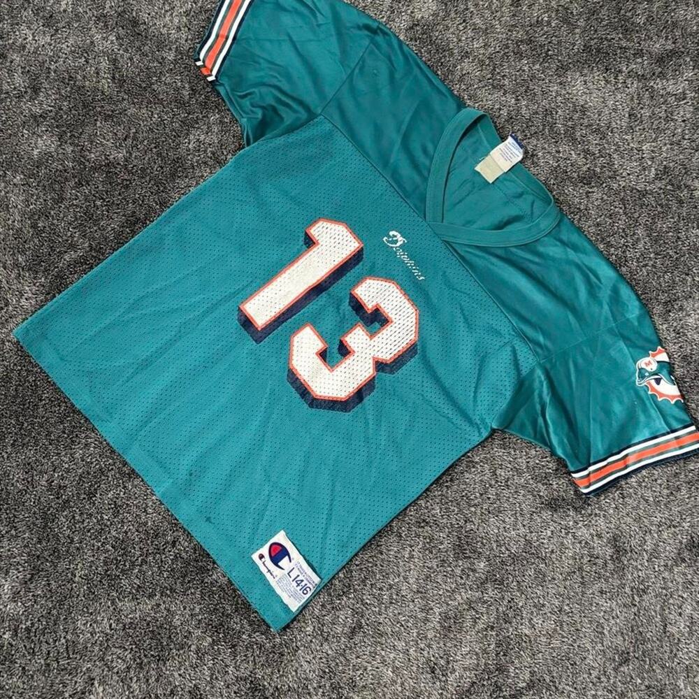 Dan Marino Miami Dolphins Vintage 90s Champion Jersey Aqua Youth L NFL